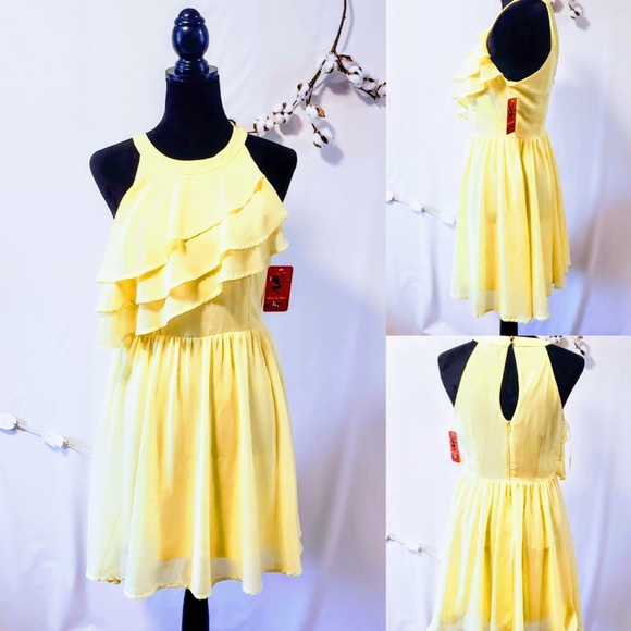MediabyMedina Dresses & Skirts - 🆕Lemon yellow Layered bust dress size M🦄